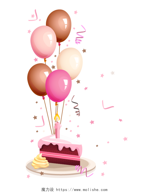 彩色装饰生日气球蛋糕素材